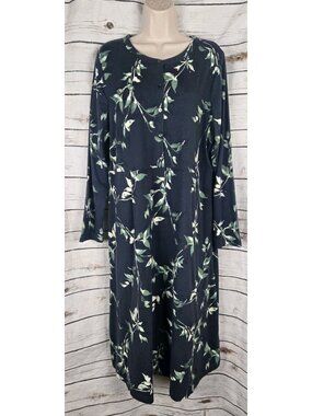 Pure J Jill Night Paint Vine Floral Dress L Cotton Tencel Knit NEW